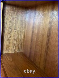 RARE FIND Mid Century Modern Teak Tambour Door Floating Wall Cabinet or Shelf