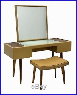 RARE George Nelson Illuminated Leather Vanity With Stool & Mirror Herman Miller
