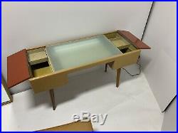 RARE George Nelson Illuminated Leather Vanity With Stool & Mirror Herman Miller
