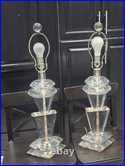 RARE HIVO VAN TEAL LUCITE TABLE Lamp Pair MID CENTRURY MODERN 70's MCM POST MOD RARE HIVO VAN TEAL LUCITE TABLE Lamp Pair MID CENTRURY MODERN 70's MCM POST MOD