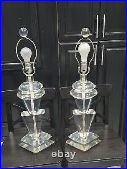 RARE HIVO VAN TEAL LUCITE TABLE Lamp Pair MID CENTRURY MODERN 70's MCM POST MOD RARE HIVO VAN TEAL LUCITE TABLE Lamp Pair MID CENTRURY MODERN 70's MCM POST MOD