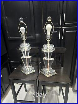RARE HIVO VAN TEAL LUCITE TABLE Lamp Pair MID CENTRURY MODERN 70's MCM POST MOD RARE HIVO VAN TEAL LUCITE TABLE Lamp Pair MID CENTRURY MODERN 70's MCM POST MOD