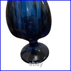 RARE HTF 24 Viking Epic Line Six Pedal Bluenique Swung Vase MCM Art Glass
