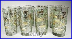 RARE/HTF Libbey Marine Life Gold Fish High Ball Drink Glasses Set of 8 WithCarrier