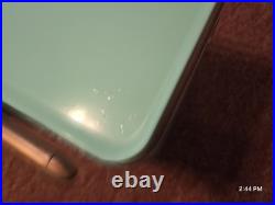 RARE HTF Turquoise Atomic COSCO Mid Century Modern 3 Tier Metal Serving Cart