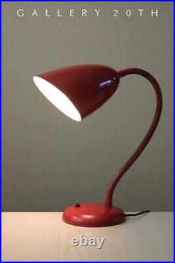 RARE! ICONIC KURT VERSEN GOOSE NECK LAMP VTG MID CENTURY MODERN DESK 50s 40s RED