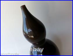 RARE Joe CARIATI STUDIOS BROWN GLASS GURGLE BOTTLE VASE for MID CENTURY MODERN