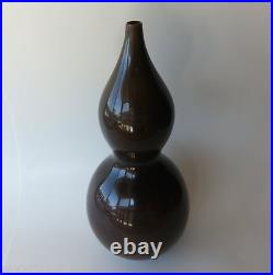 RARE Joe CARIATI STUDIOS BROWN GLASS GURGLE BOTTLE VASE for MID CENTURY MODERN
