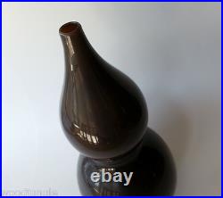 RARE Joe CARIATI STUDIOS BROWN GLASS GURGLE BOTTLE VASE for MID CENTURY MODERN