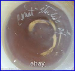 RARE Joe CARIATI STUDIOS BROWN GLASS GURGLE BOTTLE VASE for MID CENTURY MODERN