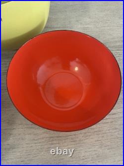 RARE! KAJ Franck Lauffer Enamel Bowl Set 3 Wonderful Condition Great MCM Colors
