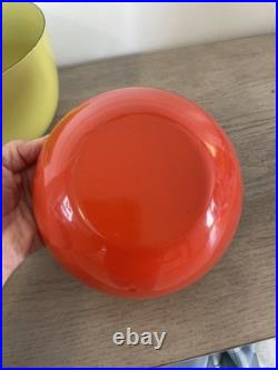 RARE! KAJ Franck Lauffer Enamel Bowl Set 3 Wonderful Condition Great MCM Colors