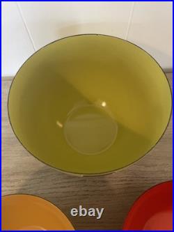 RARE! KAJ Franck Lauffer Enamel Bowl Set 3 Wonderful Condition Great MCM Colors