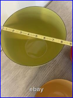 RARE! KAJ Franck Lauffer Enamel Bowl Set 3 Wonderful Condition Great MCM Colors