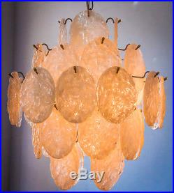 RARE KALMAR STYLE MELTING ICE GLAS BALLROOM CHANDELIER CEILING LAMP 70s 1970s