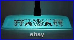 RARE KISSING DON'T LAST BUT COOKERY DO Pan J-263 2.5Qt Pyrex Turquoise Gold Bird