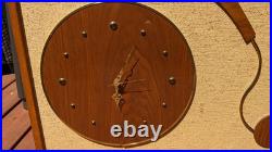 RARE LARGE Mid Century Wall Art Bike Bicycle Clock MCM Teak Tweed Wood Brass VTG RARE LARGE Mid Century Wall Art Bike Bicycle Clock MCM Teak Tweed Wood Brass VTG