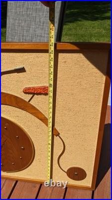 RARE LARGE Mid Century Wall Art Bike Bicycle Clock MCM Teak Tweed Wood Brass VTG