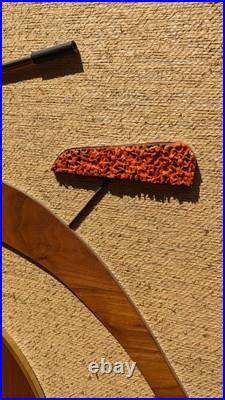 RARE LARGE Mid Century Wall Art Bike Bicycle Clock MCM Teak Tweed Wood Brass VTG