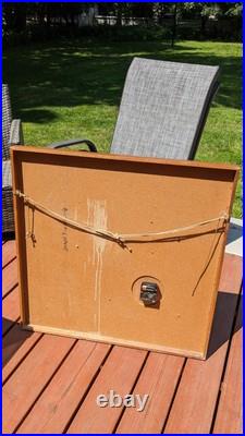 RARE LARGE Mid Century Wall Art Bike Bicycle Clock MCM Teak Tweed Wood Brass VTG