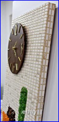 RARE Large Vintage Mid Century Modern Mosaic Tile Wall Clock Terrazzo Decor 31
