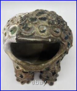 RARE MCM Frog HAL FROMHOLD Signed Studio Art Pottery Toad VTG Sculpture Figurine