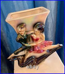 RARE MCM IRREDESCENT Dancing Couple TV Light Lamp Planter SEE APPRAISAL $400-500