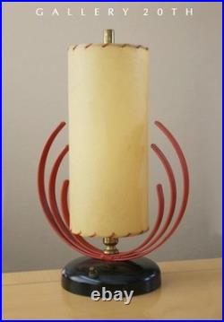 RARE MCM MAJESTIC FLAME ACCENT LAMP! FIBERGLASS SHADE 50s MID CENTURY LUXCRAFT
