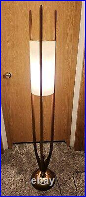 RARE MCM Modeline Wooden Floor Lamp Arthur Jacobs Design 61-3/4 No Outer Shade