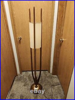 RARE MCM Modeline Wooden Floor Lamp Arthur Jacobs Design 61-3/4 No Outer Shade