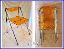 RARE MCM Original Gio Ponti Lucite Folding Chairs Set of 4 Labeled and Numbered
