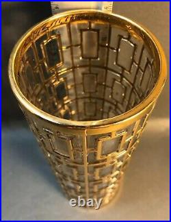 RARE MCM Vintage Imperial Glass Shoji Trellis 22KT Gold Cocktail Mixer Glass