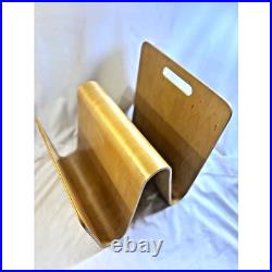 RARE MCM W Molded Plywood Magazine Rack in the Style of Alvar Aalto furniture