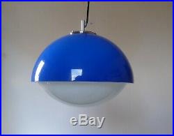 RARE MEBLO MODEL HARVEY GUZZINI UFO CEILING LAMP CHANDELIER VINTAGE 1970s BLUE