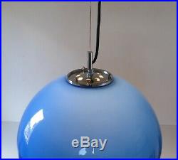 RARE MEBLO MODEL HARVEY GUZZINI UFO CEILING LAMP CHANDELIER VINTAGE 1970s BLUE