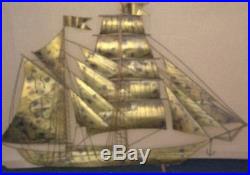 RARE! MID CENTURY MODERN BRUTALIST BRASS SHIP WALL ART! C. Jere Decor Vtg 1950s