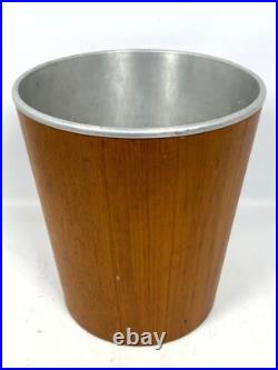 RARE Martin Åberg Teak Wastebasket Servex Mid Century Sweden Aluminum Insert