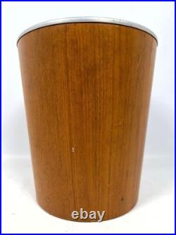 RARE Martin Åberg Teak Wastebasket Servex Mid Century Sweden Aluminum Insert
