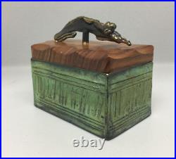 RARE Mid Century Chris & Pat Shatsby Signed Bronze Wood Box MCM Greek Classical