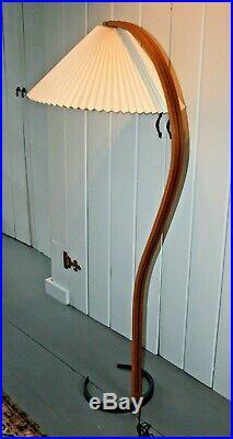 RARE Mid-Century Danish Modern CAPRANI Teak Bentwood ARC Floor Lamp Orig Shade
