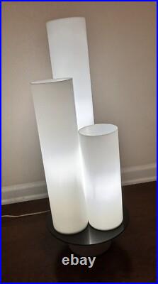 RARE Mid Century MCM Plexi Lucite Lg CYLINDER LAMP White MODERN Paul Mayen Style