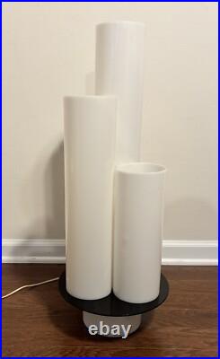 RARE Mid Century MCM Plexi Lucite Lg CYLINDER LAMP White MODERN Paul Mayen Style