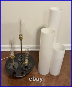 RARE Mid Century MCM Plexi Lucite Lg CYLINDER LAMP White MODERN Paul Mayen Style