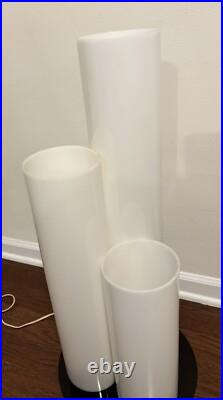 RARE Mid Century MCM Plexi Lucite Lg CYLINDER LAMP White MODERN Paul Mayen Style