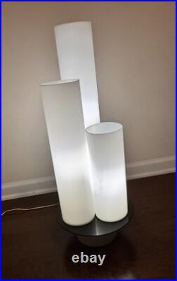 RARE Mid Century MCM Plexi Lucite Lg CYLINDER LAMP White MODERN Paul Mayen Style
