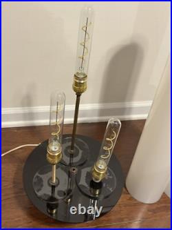 RARE Mid Century MCM Plexi Lucite Lg CYLINDER LAMP White MODERN Paul Mayen Style