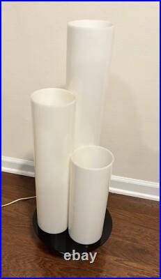 RARE Mid Century MCM Plexi Lucite Lg CYLINDER LAMP White MODERN Paul Mayen Style