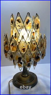 RARE Mid Century MCM Table Lamp Agates In Lucite Dangles 12.5 Tall HTF RARE Mid Century MCM Table Lamp Agates In Lucite Dangles 12.5 Tall HTF