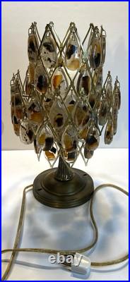 RARE Mid Century MCM Table Lamp Agates In Lucite Dangles 12.5 Tall HTF RARE Mid Century MCM Table Lamp Agates In Lucite Dangles 12.5 Tall HTF