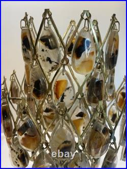 RARE Mid Century MCM Table Lamp Agates In Lucite Dangles 12.5 Tall HTF RARE Mid Century MCM Table Lamp Agates In Lucite Dangles 12.5 Tall HTF
